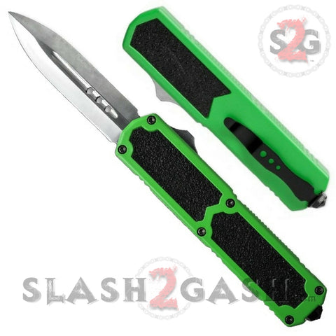 Titan OTF Dual Action Green Automatic Knife Plain Edge Dagger