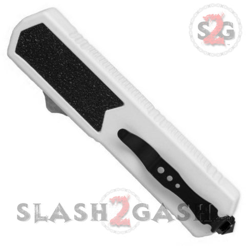 Titan OTF Dual Action White Tactical Automatic Knife Dagger Serrated