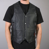 Hot Leathers Men's 10 Pocket Leather Vest w/ Side Laces