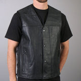 Hot Leathers Men's Concealed Carry Leather Vest w/ Solid Back