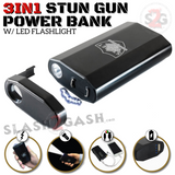 3IN1 Stun Gun Power Bank Phone Charger w/ LED Flashlight 28M Volts