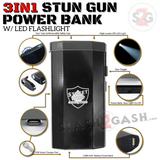 3-N-1 Stun Gun Power Bank Phone Charger w/ LED Flashlight 28M Volts
