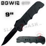 Boker OTF Knife D/A Black Automatic Switchblade 9" - Stonewash D2 Bowie Clip Point