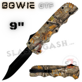 Bowie OTF Knife Dual Action Automatic Switchblade 9" - Fall Camo Stonewash D2