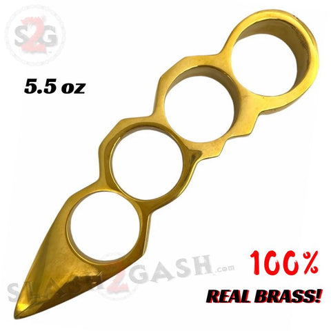 Real Brass Knuckles Spike 4 Finger Arrow Jabber Paperweight Self Defense Point