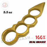 Real Brass Knuckles Spike 4 Finger Arrow Jabber Paperweight Self Defense Point