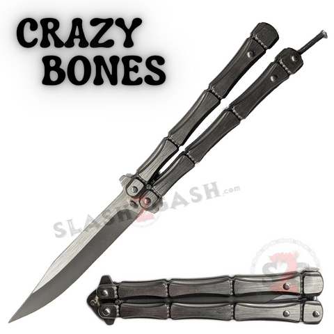 Crazy Bones Butterfly Knife Balisong w/ Spring Latch Rivet