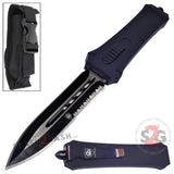 S2G Tactical OTF Knife Dual Action Switchblade Black Automatic Double Edge Dagger Serrated