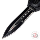 S2G Tactical OTF Knife Dual Action Switchblade Black Automatic Double Edge Dagger Serrated