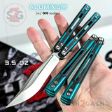 Cygnus Balisong Clone Butterfly Knife TIANQI - Green Aluminum Handles w/ Black G10 Scales Trainer