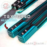 Cygnus Balisong Clone Butterfly Knife TIANQI - Green Textured Aluminum Handles w/ Black G10 Trainer
