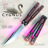 Cygnus Butterfly Knife Clone Balisong TIANQI - Pink Black Aluminum w/ G10 Trainer