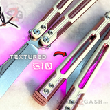 Cygnus Butterfly Knife Clone Balisong TIANQI - Pink White Aluminum w/ G10 Trainer