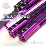 Cygnus Butterfly Knife Clone Balisong TIANQI - Purple Black Aluminum w/ G10 Trainer