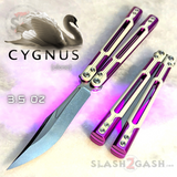 Cygnus Butterfly Knife Clone Balisong TIANQI - Purple White Aluminum w/ G10 Trainer