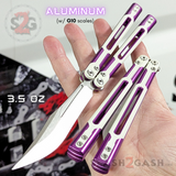 Cygnus Butterfly Knife Clone Balisong TIANQI - Purple White Aluminum w/ G10 Trainer