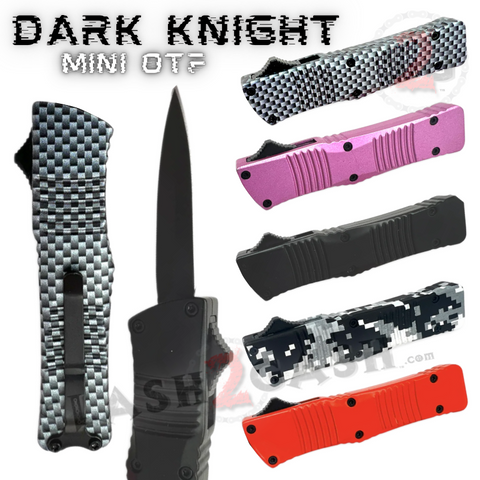 Mini OTF Knife Small Automatic Switchblade Cali Legal Dagger with Clip - Dark Knight
