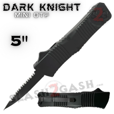 Mini Out the Front Knife Small Auto Switchblade - Black Serrated Dagger M-8-BKS