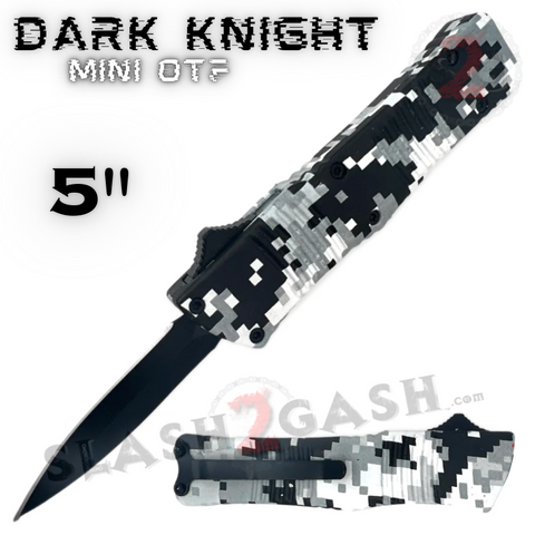 Mini Out the Front Knife Small Auto Switchblade - White Camo Digital Dagger M-8-BK