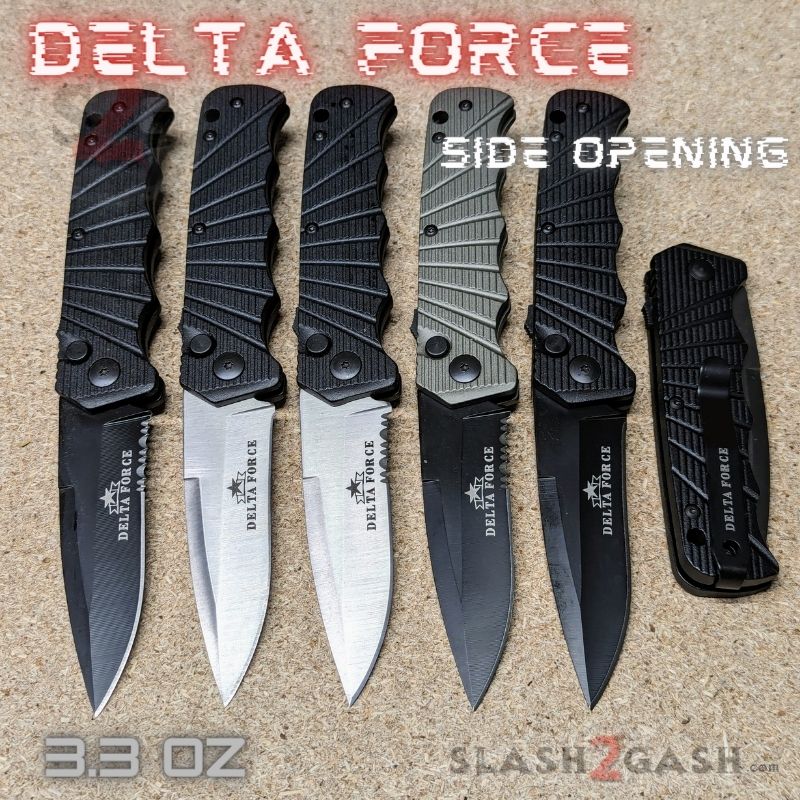 Delta Force Switchblade Side Opening Automatic Knife - Asst. colors – Slash2Gash Delta Force Switchblade Side Opening Automatic Knife - Asst. colors – Slash2Gash
