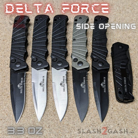 Delta Force Switchblade Side Opening Automatic Knife - Aluminum Textured Handle Knives