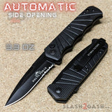 Delta Force Switchblade Side Opening Automatic Knife - Black Aluminum Handle Serrated Edge