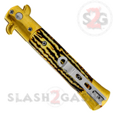 Diablo Stiletto Automatic Knife Milano Switchblade - Gold Faux Stag Horn