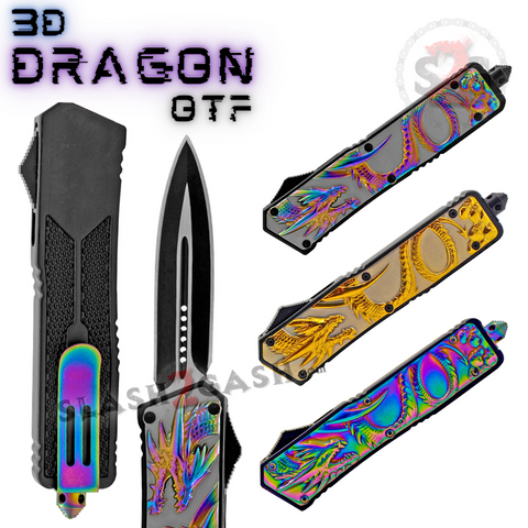 Dragon OTF Knife Assorted Colors Automatic Out The Front D/A Switchblade Knives