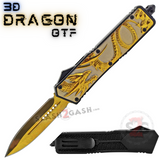 Dragon OTF Knife Double Edge Plain Gold Automatic Out The Front D/A Switchblade Knives