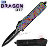 Dragon OTF Knife Double Edge Plain Titanium Rainbow Automatic Out The Front D/A Switchblade Knives