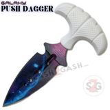 ElitEdge Palm Push Knife Dagger Fixed Blade Stainless Steel with Leg Holster - Galaxy Finish
