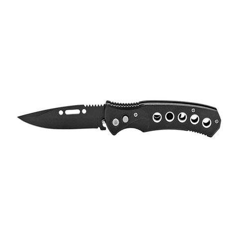 EYELET Automatic Knife Switchblade with Holes + Safety Lock - Black