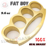 Thick Brass Knuckles Extra Wide Large Chubby Chunk Paperweight - REAL Brass Big Hands