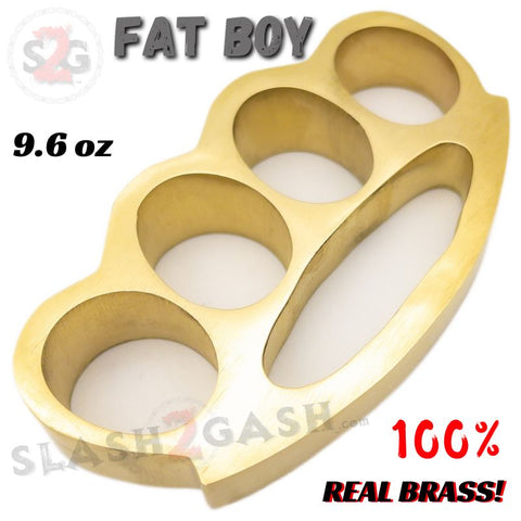Thick Brass Knuckles Extra Wide Large Chubby Chunk Paperweight - REAL Brass Big Hands