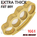 Thick Brass Knuckles Large Chubby Chunk Paperweight - REAL Brass Big Hands Extra Wide