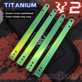 Replicant clone Balisong Titanium Liners Butterfly Knife Green anodized S2G Franken Rep V2 Replacement 