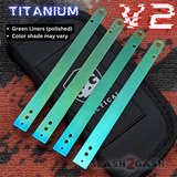 Replicant clone Balisong Titanium Liners Butterfly Knife Green anodized S2G Franken Rep V2 Replacement 