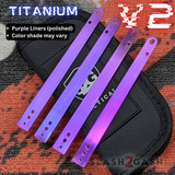 Replicant clone Balisong Titanium Liners Butterfly Knife Purple anodized S2G Franken Rep V2 Replacement spare