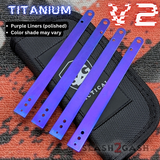 Replicant clone Balisong Titanium Liners Butterfly Knife Purple anodized S2G Franken Rep V2 Replacement 
