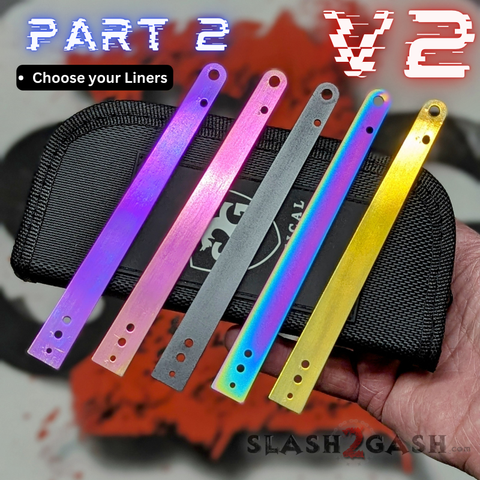 S2G Franken Rep V2 Balisong Titanium Liners Butterfly Knife clone Black Gold Rainbow Pink Purple