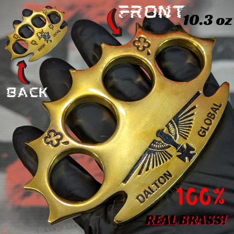 Dalton Global Brass Knuckles Irish Beater Devil Paperweight - Real Brass Robbie Dalton Knucks Heavy Duty Buckle