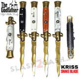 Godfather Stiletto Knife Automatic Switchblade KRISS Gold - Snake Blade Wavy