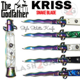 Godfather Stiletto Knife Automatic Switchblade KRISS Rainbow - Snake Blade Wavy
