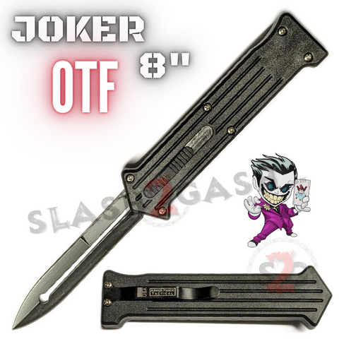 Black JOKER OTF Knife 8" Automatic Switchblade Dagger ABS Handle Stainless Steel