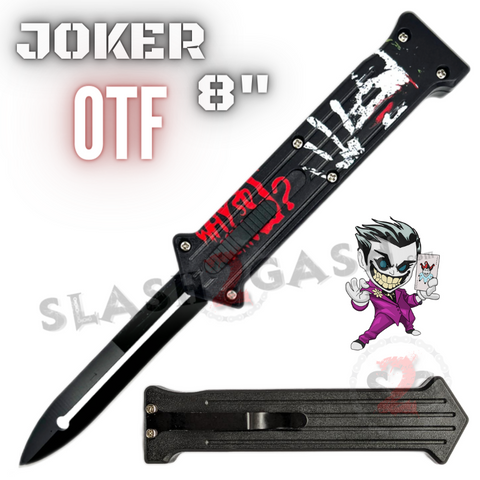 JOKER OTF Knife why so serious 8" Automatic Switchblade Dagger ABS Handle