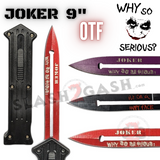 JOKER OTF Knife 9" Auto Switchblade Why So Serious Put On A Happy Face - Assorted colors