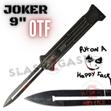 JOKER Knife OTF 9" Auto Switchblade Put On A Happy Face - Black w/ Black Blade