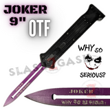 JOKER OTF Knife 9" Auto Switchblade Dagger Why So Serious - Purple Blade