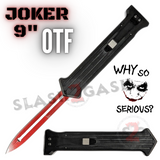 JOKER Knife 9" OTF Switchblade Auto Why So Serious - Red Blade out the front