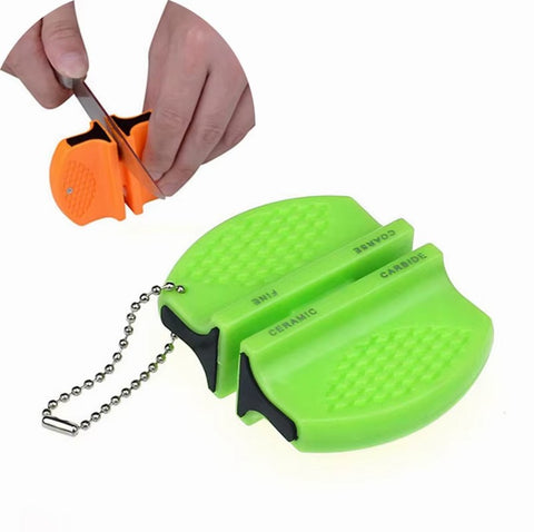 2-Step Knife Sharpener Ceramic and Carbide Sharpening Tool - Orange Green